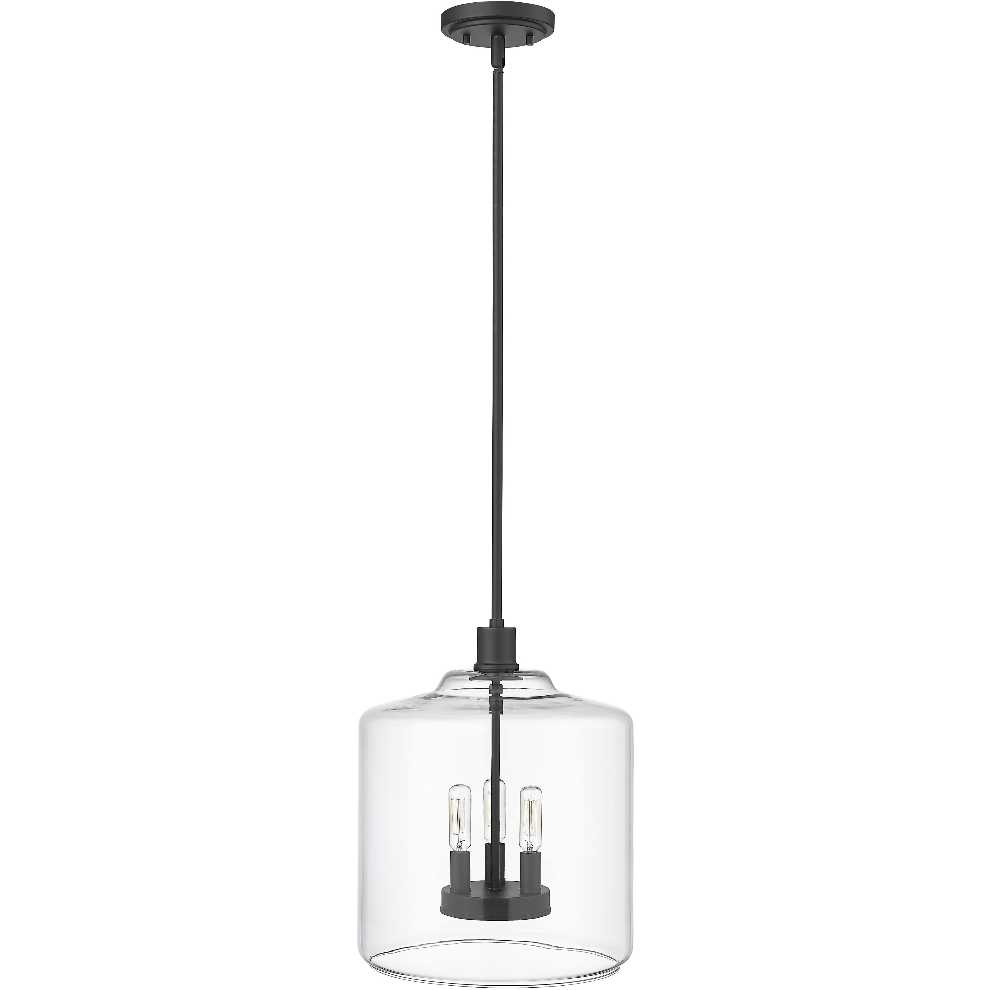 Asheville 3 Light 12 inch Matte Black Pendant Ceiling Light